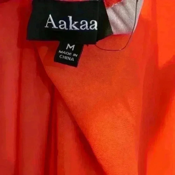 Aakaa size medium color block halter maxi dress cream pink orange - Picture 5 of 5